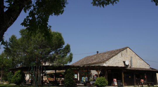 Schommels nabij het restaurant op Naturistencamping Le Couderc