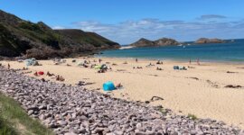 Naaktstrand Plage de Lourtuais bij vloed