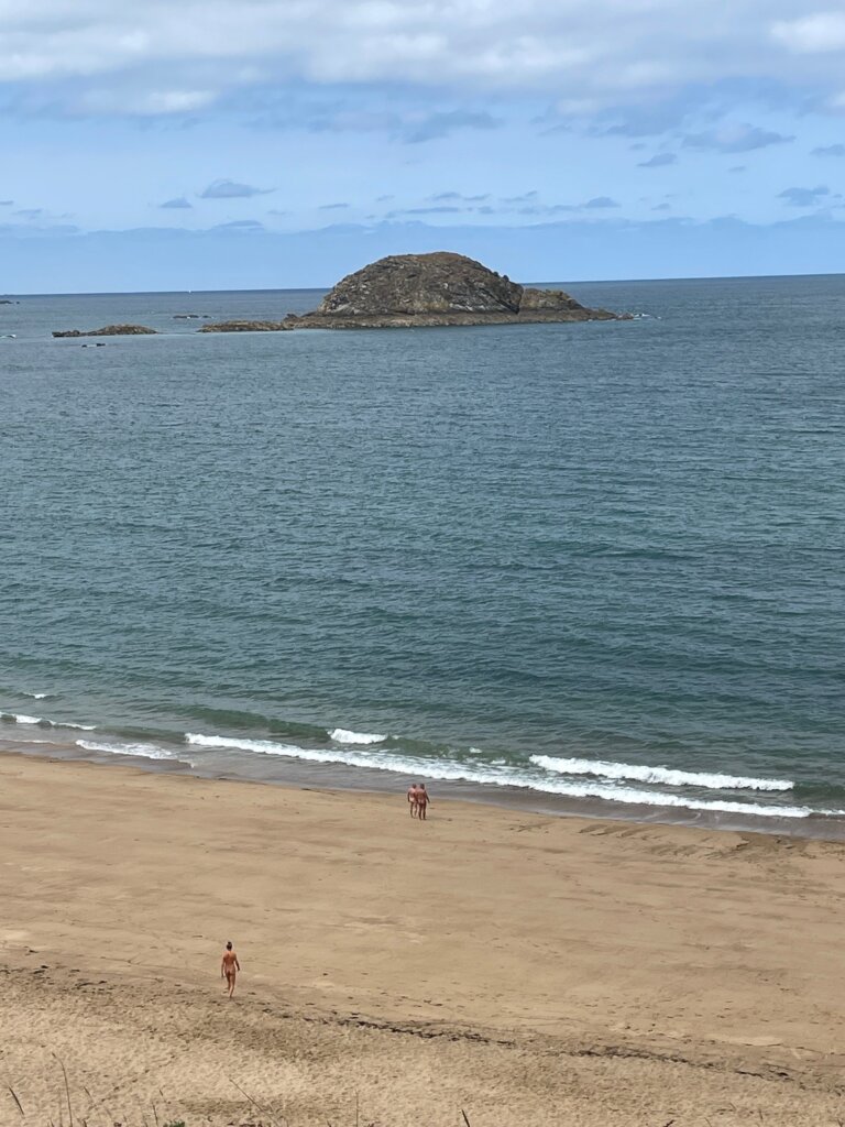 Blote mensen op Naaktstrand Plage des Chevrets in Bretagne, Frankrijk