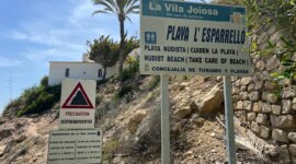 bebording op Naaktstrand Playa El Asparalló aan de Costa Blanca