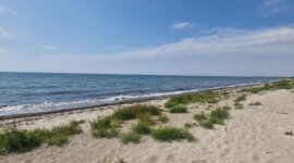 badlaken in het zand op Naaktstrand Brøndby Strand
