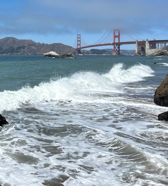 Uitzicht op de Golden gate bridge Naaktstrand Marchall’s Beach